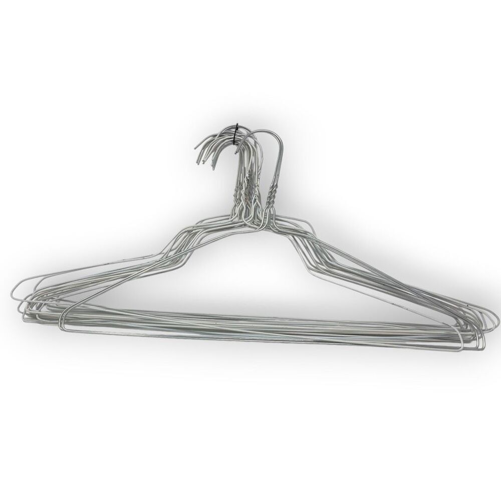 White Silver Lot Vintage Wire Metal Clothes Clothing Hangers Dresses Shirts MCM